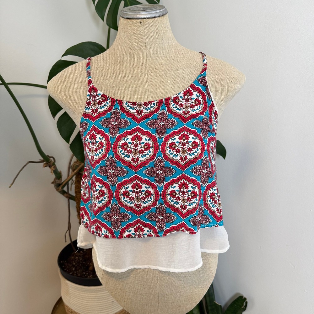 Stoosh Boho‎ Paisley Print Layered Tank Top Women's Size S
